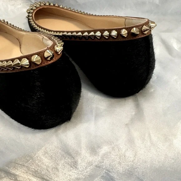 Christian Louboutin Calf Hair & Suede Spiked Malabar Hill Ballet Flats - Picture 6 of 10